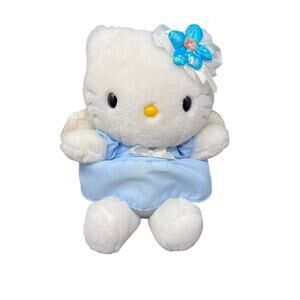 Sanrio Hello Kitty Blue Angel 8” Plush 2001 Tinsel Wings Dress Flower Bow VTG